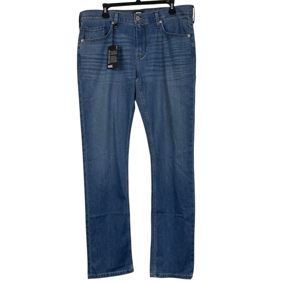 NEW Paige Federal 35x35 Slim Straight Stretch Denim Medium Wash Blue Jeans - Picture 1 of 11
